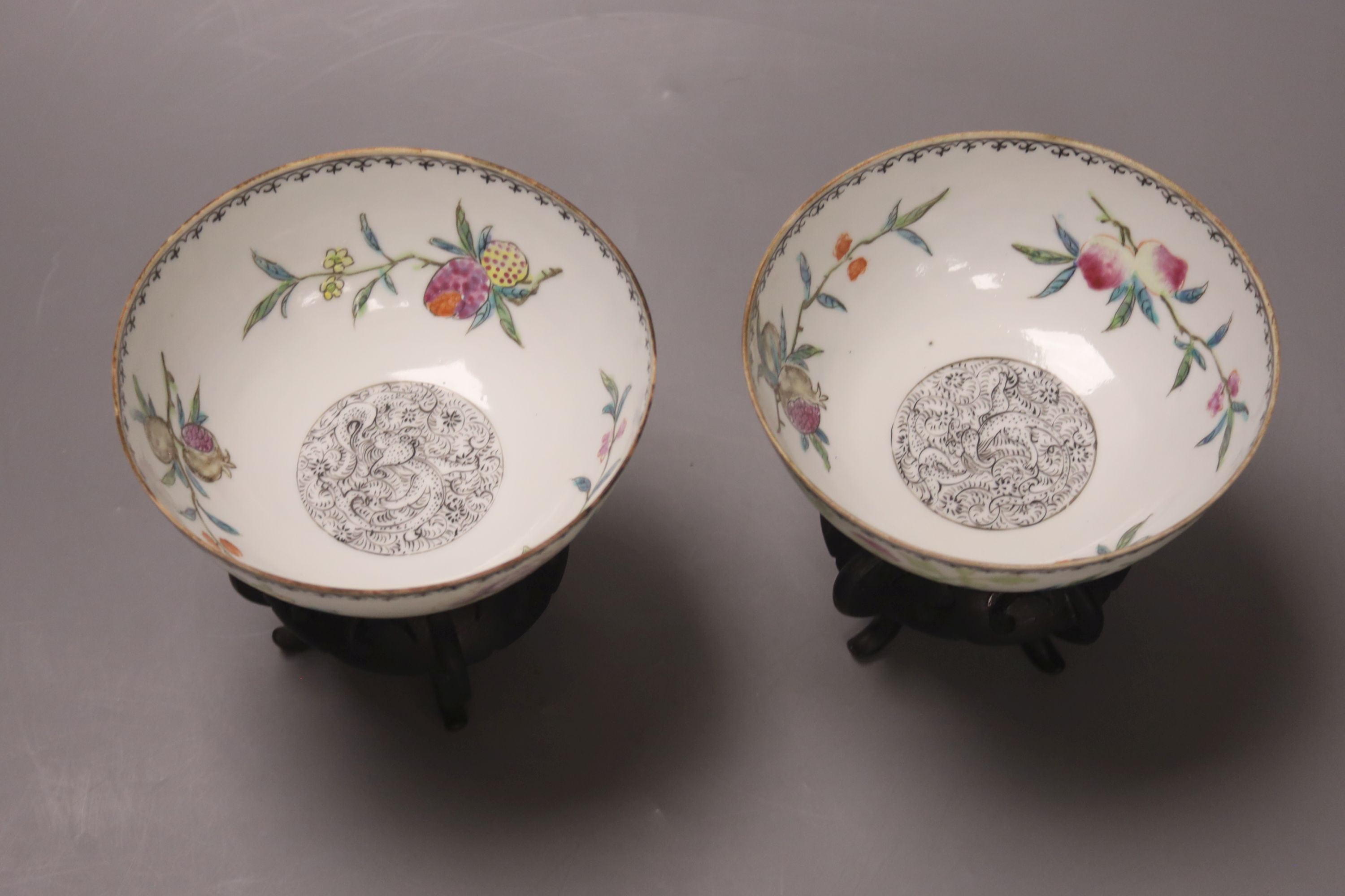 A pair of Chinese small eggshell porcelain bowls